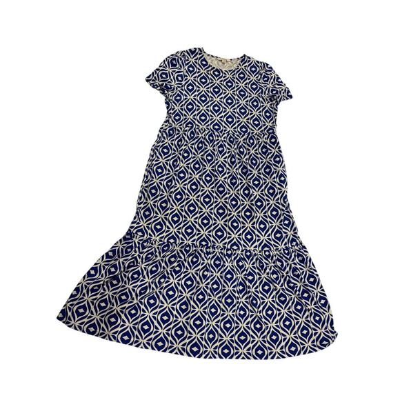 Boden Dresses & Skirts - Boden Blue White Geometric Tiered Midi Dress SZ 14